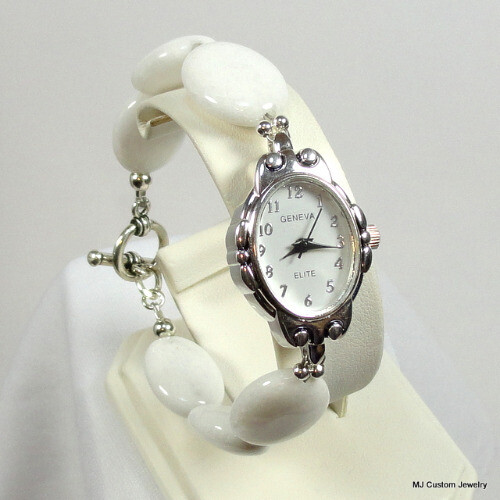 White Jade Flat Ovals Watch