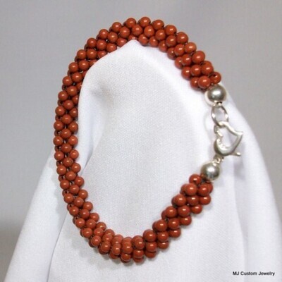 Red Jasper Woven Rope Gemstone Bracelet