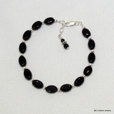 Onyx Petite Flat Ovals Gemstone Bracelet
