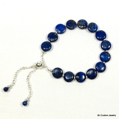 Lapis Lazuli Coins Adjustable BOLO Bracelet