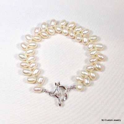 Cream Freshwater Herringbone Pearl Bracelet