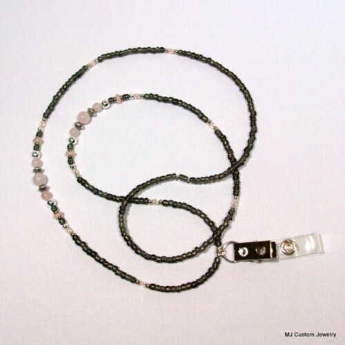 Rose Quartz Gemstone & Czech Crystal Lanyard
