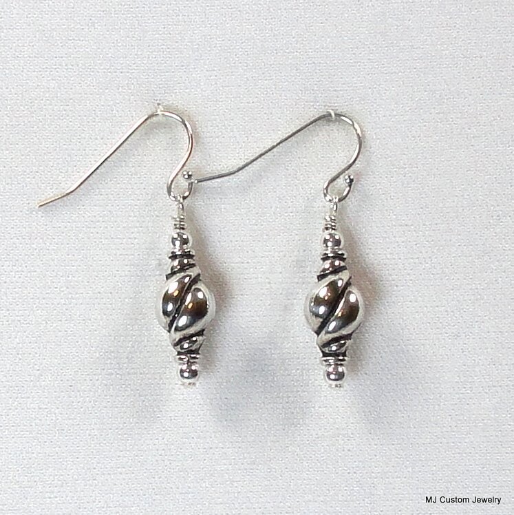 Simply Silver - Bali Silver Oblong Swirl Earrings