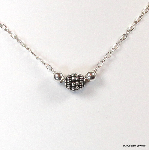 Simply Silver - Bali Granulated Barrel Necklace