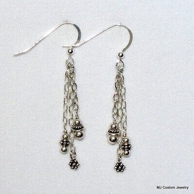 Simply Silver - Bali Charms Chain Dangle Earrings