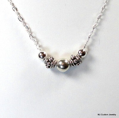 Simply Silver - Bali Barrels & Silver Balls Necklace