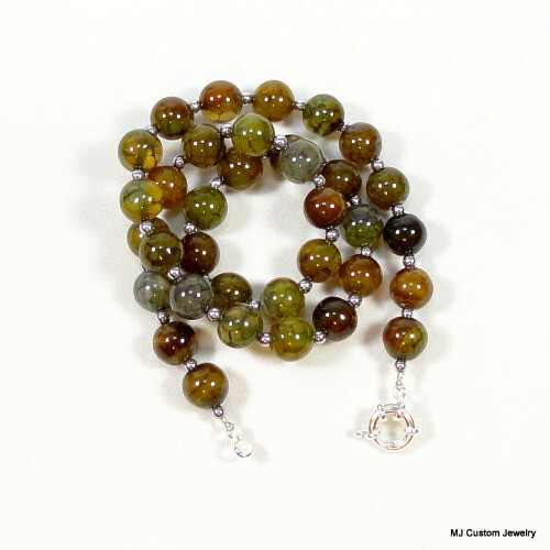 Crackle Agate Harvest Tones Gemstone Necklace