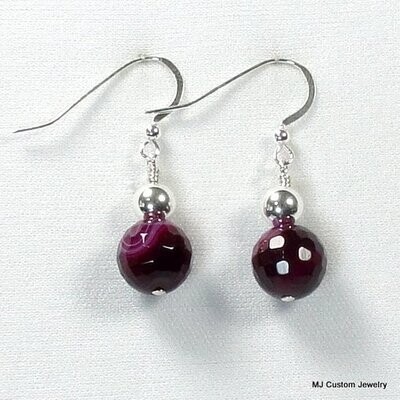 Blooming Orchid Agate & Silver Ball Earrings
