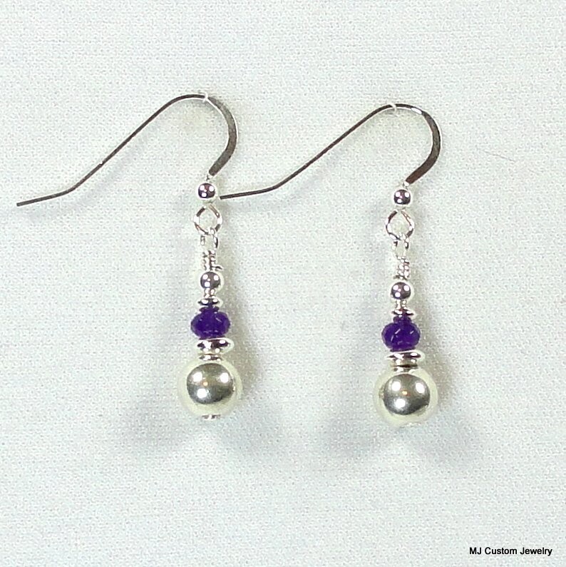 "Amethyst" Agate Rondelle & Stacked Silver Earrings