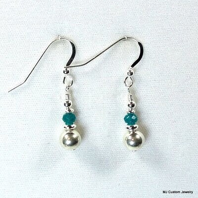 "Apatite" Agate Rondelle & Stacked Silver Earrings