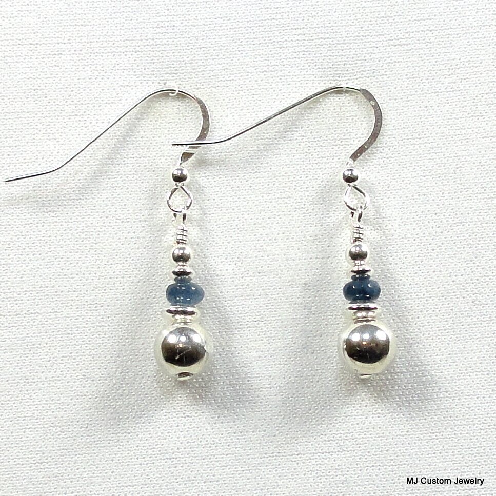 "Kyanite" Agate Rondelle & Stacked Silver Earrings