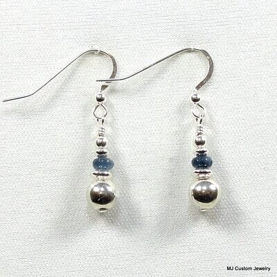 "Kyanite" Agate Rondelle & Stacked Silver Earrings