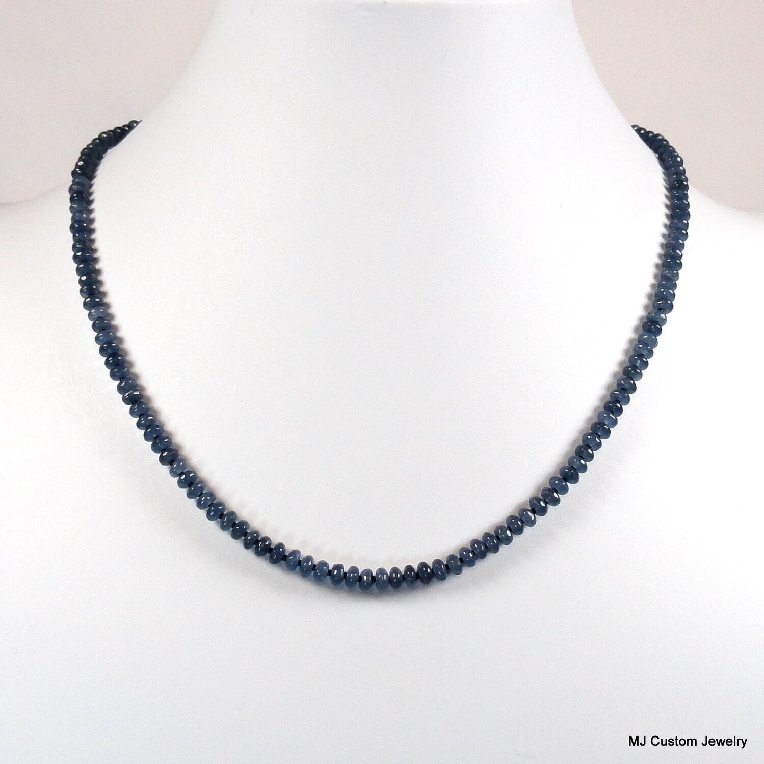 "Kyanite" Hand-Cut Agate Rondelle Necklace