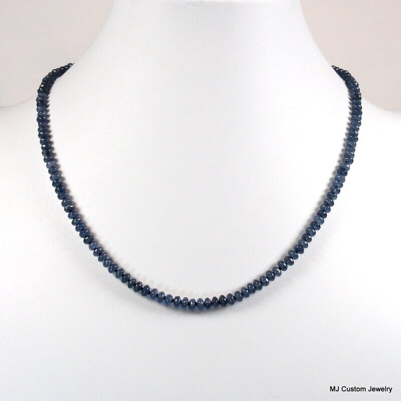 "Kyanite" Hand-Cut Agate Rondelle Necklace