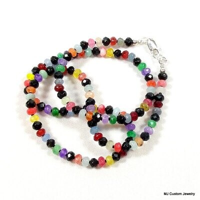Multi-Colored Faceted Agate Rondelle Necklace