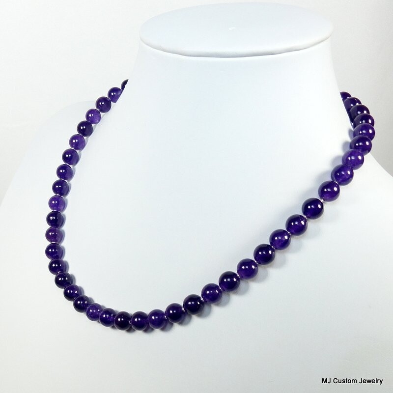 Amethyst Smooth Round Gemstone Necklace