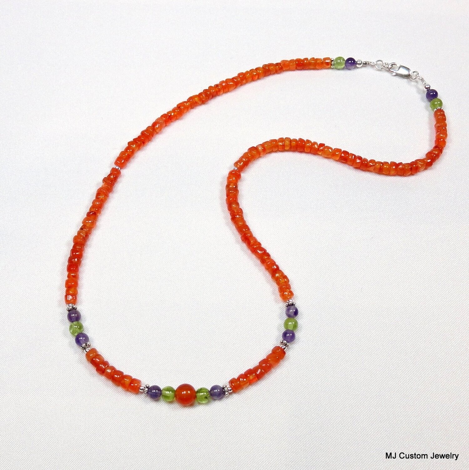 Carnelian Heishi, Amethyst & Peridot Necklace
