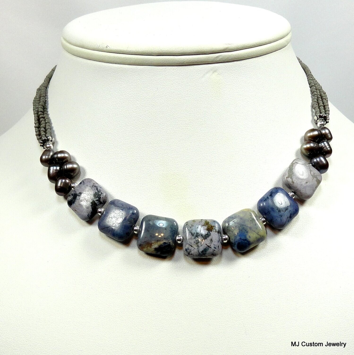 Pastel Dumortierite Quartz & FW Pearl Necklace