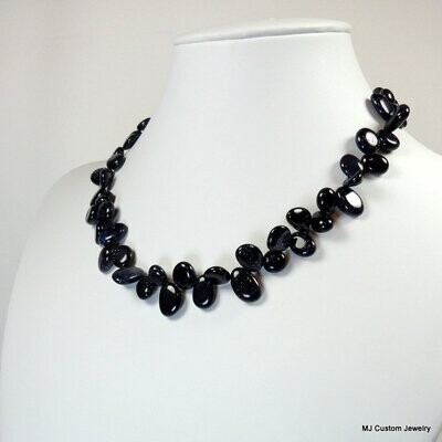 Blue Goldstone Top-drilled Free-form Nugget Necklace