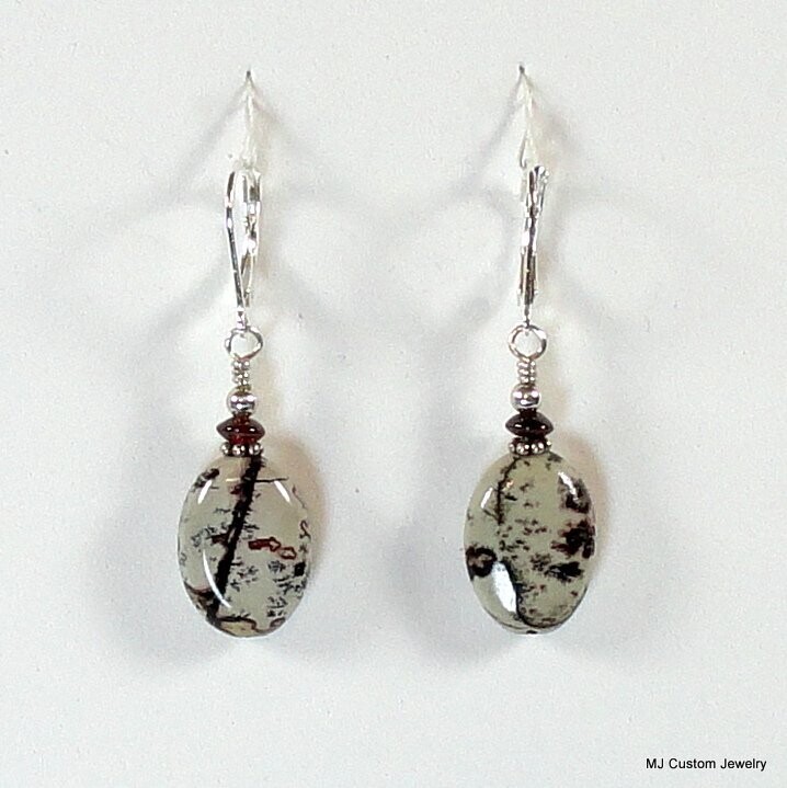 Crazy Horse Stone & Garnet Rondelle Earrings