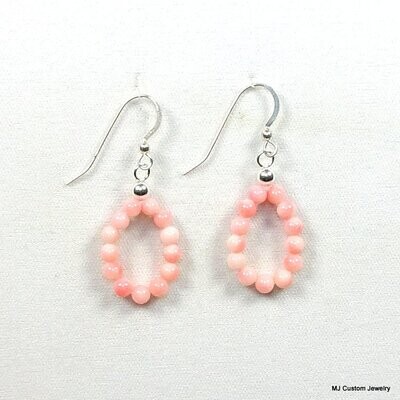 Pink Coral Ring of Stones Earrings