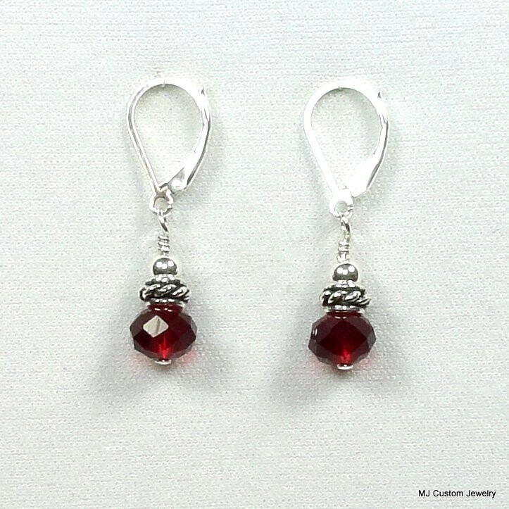 Ruby Lead Crystal & Rope Rondelle Earrings