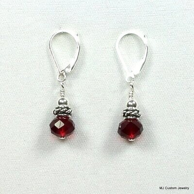 Ruby Lead Crystal & Rope Rondelle Earrings