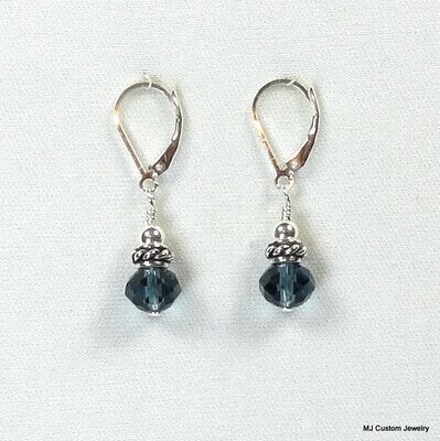 London Blue Crystal & Rope Rondelle Earrings