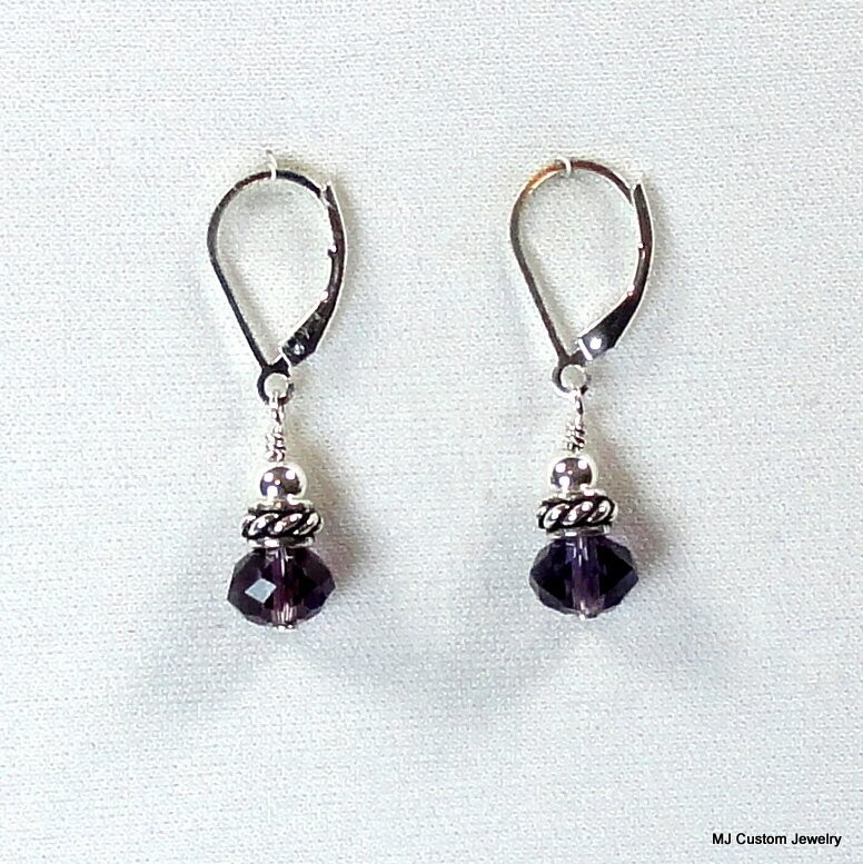 Amethyst Lead Crystal & Rope Rondelle Earrings