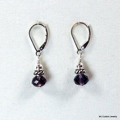 Amethyst Lead Crystal & Rope Rondelle Earrings