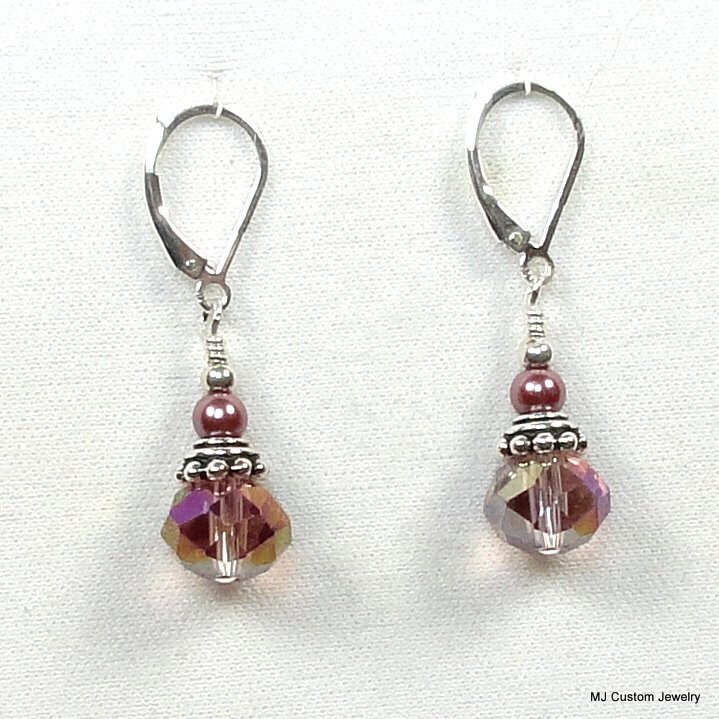 Ametrine Lead Crystal & Bali-Style Bead Cap Earrings