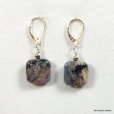 Pastel Dumortierite Quartz Squares Earrings