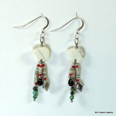 Fetish & Treasures Howlite Zuni Bear Earrings