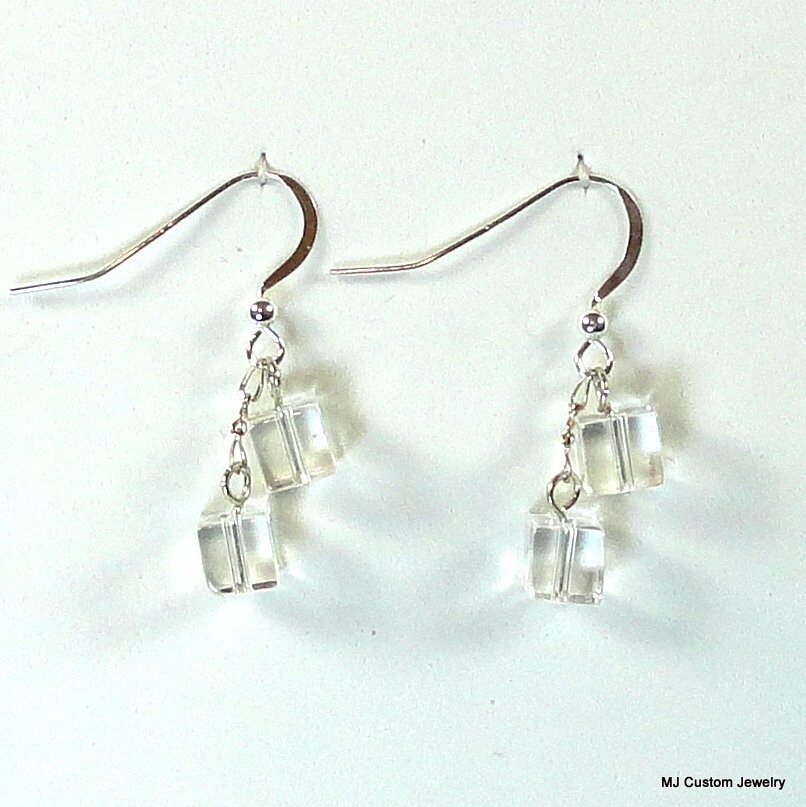 Dangling "Ice Cubes" Czech Glass Earrings