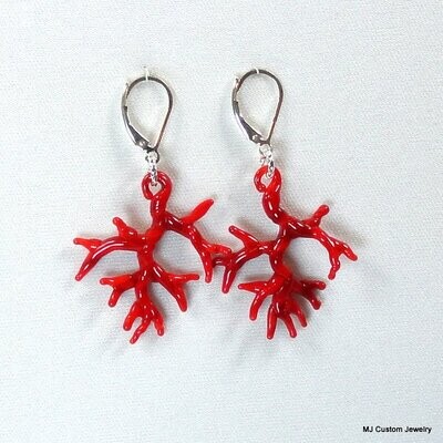 Venetian Glass Red Coral Branches Earrings