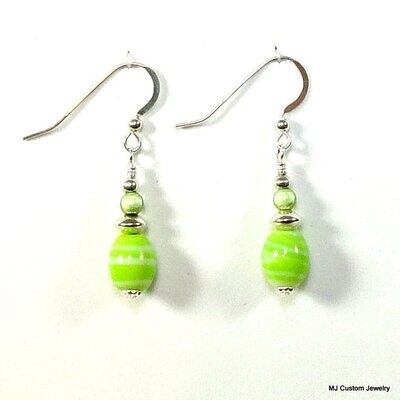 Lime Green Porcelain Melons & Miracle Glass Earrings