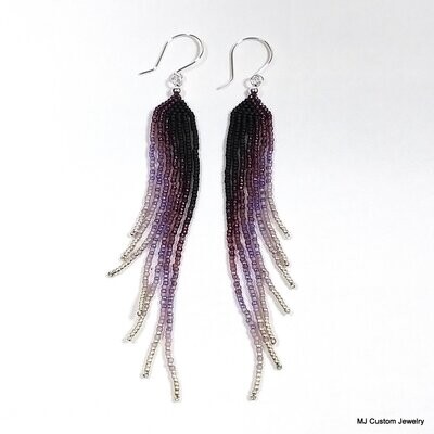 Purple Gradient Fringe Chandelier Earrings