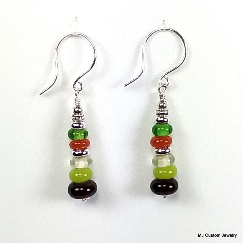 Multi-colored Java Glass Stacked Line Earrings