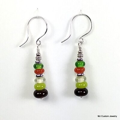 Multi-colored Java Glass Stacked Line Earrings