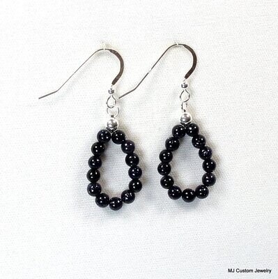 Blue Goldstone Ring of Stones Earrings