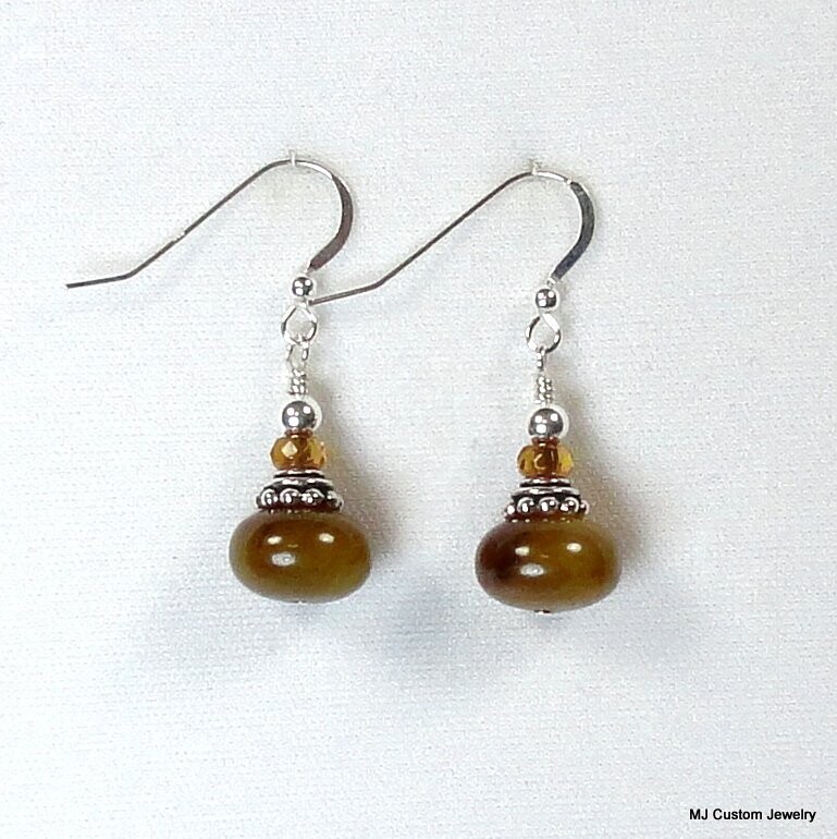 Apple Jade & Bali-Style Bead Cap Earrings