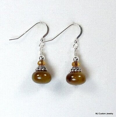 Apple Jade & Bali-Style Bead Cap Earrings