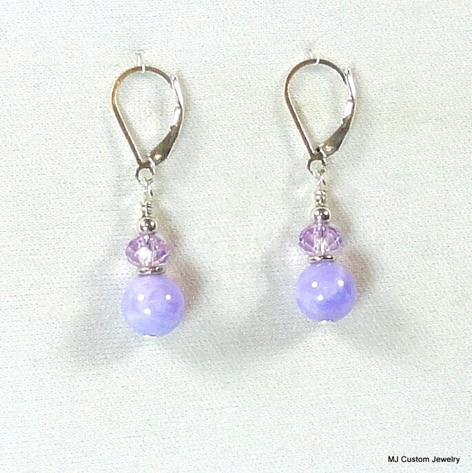 Lavender Persian Jade & Crystal Earrings