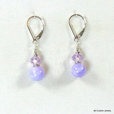 Lavender Persian Jade & Crystal Earrings