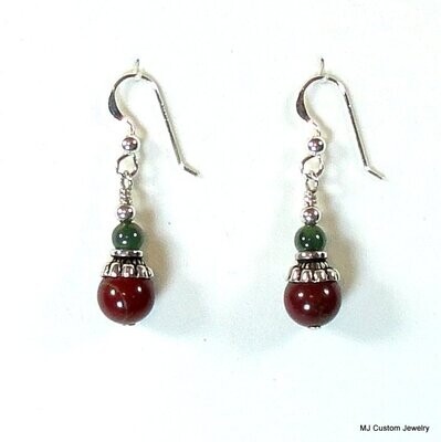 Fancy Jasper & Rajasthani Silver Earrings