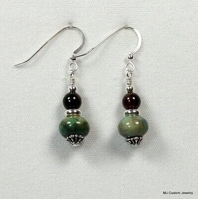 Blue Rainbow Jasper & Black Agate Lantern Earrings