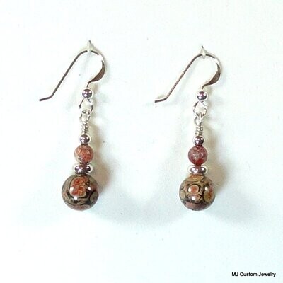 Leopardskin Jasper Double Gemstone Earrings