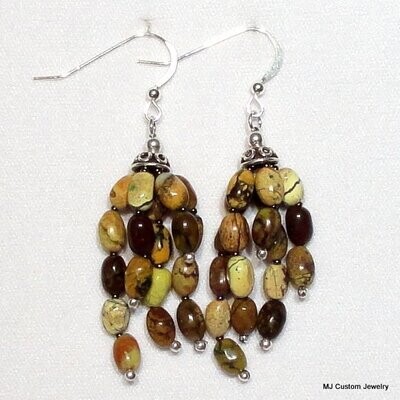 Picture Jasper Gemstone Waterfall Earrings