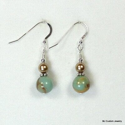 Aqua Terra Jasper & Swarovski Pearl Earrings