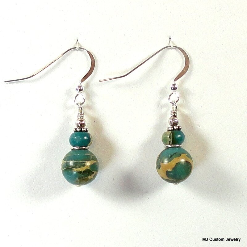 Aqua Terra Jasper Double Gemstone Earrings